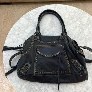 Infinity Lux Navy Leather Satchel/Tote/Travel Handbag